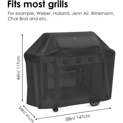Copertura per barbecue, copertura in tela cerata Oxford 210D resistente Protezione per barbecue Copertura per griglia anti-UV/Anti-acqua/Anti-umidità (145  61  117 cm) -RAPANDA