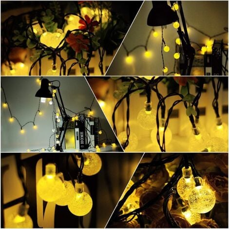 Ghirlanda solare da giardino, 6,5 m 30 sfere di cristallo Ghirlanda di luce LED impermeabile, 8 modalità Luci stellate esterne Ghirlanda di luce solare, Illuminazione decorativa per la casa, Festival