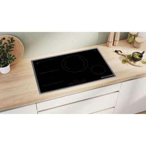 Bosch Serie 6 PVS845HB1E Piano cottura a induzione 80 cm Nero, con profili. Colore del prodotto: Nero, Posizionamento dell'apparecchio: Da incasso, Dimensione della larghezza del piano cottura: 80 ...