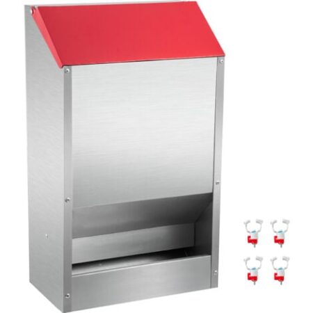 VEVOR Mangiatoia per Pollame Galvanizzata Contiene 30 libbre per Pollame 13,8x8,3x17,7 Pollici Mangiatoia per Polli Appesa con Coperchio Dispenser di Cibo per Pollaio