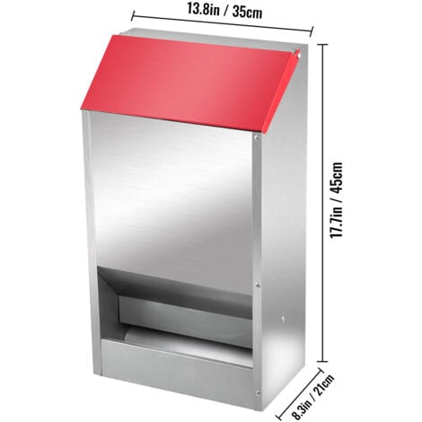 VEVOR Mangiatoia per Pollame Galvanizzata Contiene 30 libbre per Pollame 13,8x8,3x17,7 Pollici Mangiatoia per Polli Appesa con Coperchio Dispenser di Cibo per Pollaio