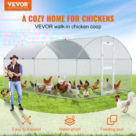 VEVOR Recinto per Galline in Metallo per Esterni 400x300x200 cm, Gabbia per Pollame Telone Impermeabile Tetto Cupola, Recinto per Galline Doppia Porta Rete Metallica per Oche, Anatre, Conigli, Pollame