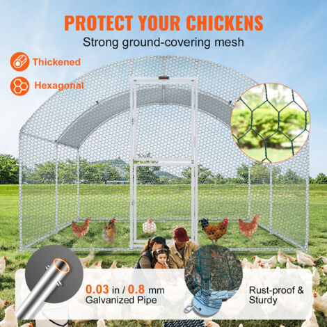VEVOR Recinto per Galline in Metallo per Esterni 400x300x200 cm, Gabbia per Pollame Telone Impermeabile Tetto Cupola, Recinto per Galline Doppia Porta Rete Metallica per Oche, Anatre, Conigli, Pollame