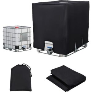 Telo per serbatoio IBC da 1000 litri, copertura per serbatoio dell’acqua, copertura anti-UV, antipolvere, contenitore, copertura protettiva per serbatoio IBC, 120 x 100 x 116 cm, colore nero.