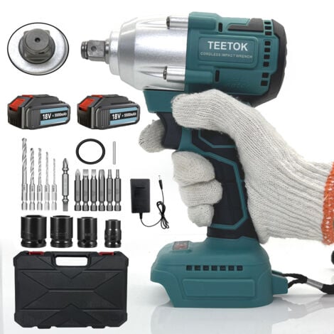 Avvitatore ad impulsi 18v brushless, 1/2" batteria senza fili brushless coppia 450Nm frequenza d'urto utensile elettrico: 2x5.5Ah batteria avvitatore ad  e caricabatteria,Compatibile con la batteria M