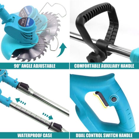 Tagliaerba a batteria, tosaerba a batteria, con batterie 2  3,0 ah + caricabatterie,Compatibile con la batteria Makita, guida telescopica scintillante, per falciatura del prato, cura del prato, vialet