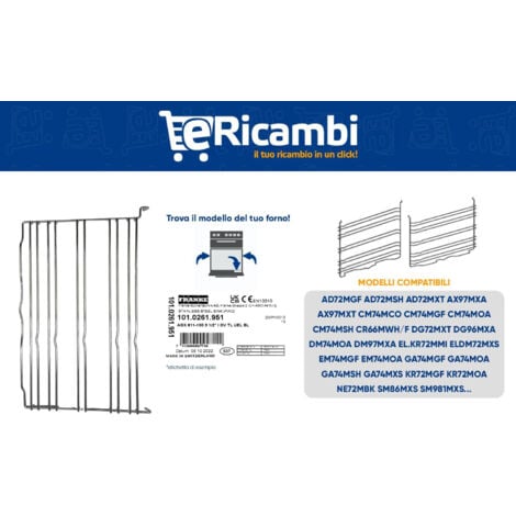 Kit Telaio in Filo Destro e Sinistro per Forno Cucina, Compatibile con Franke, Dimensioni: 368x231x30 (mm) Cromato, per Modelli AD72 AX97 CM74 DM DG SM