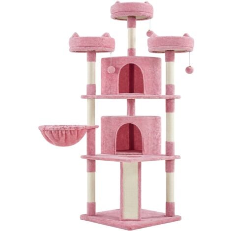 Yaheetech Tiragraffi Albero per Gatti Adulti Alto 174cm Gattini in Corda Sisal Graffiatoio con 3 Palle 174cm Rosa