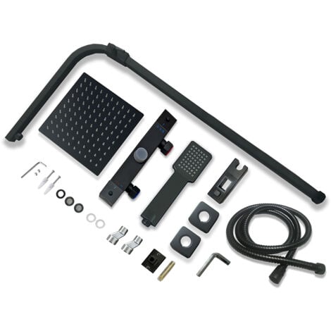 OCEAN ITALY Colonne Doccia Termostatiche Nero, Colonna Doccia con Miscelatore Termostatico Altezza Regolabile 73-115cm