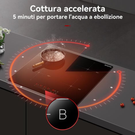 GASLAND Piano cottura a induzione da incasso, Sicurezza bambini/Boost/Pausa - IH60BF - 4 zone - 7200W