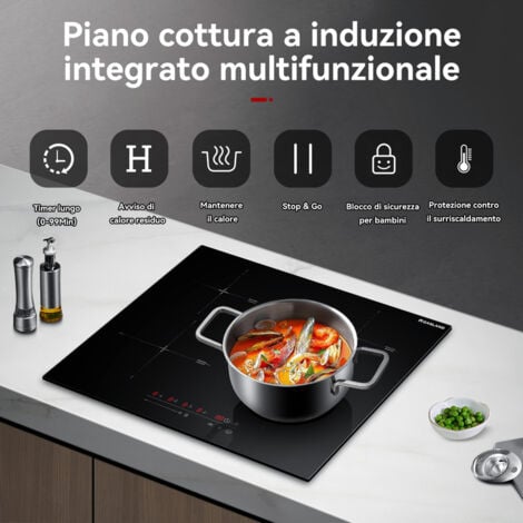 GASLAND Piano cottura a induzione da incasso, Sicurezza bambini/Boost/Pausa - IH60BF - 4 zone - 7200W