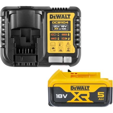 Batteria agli ioni di litio DeWalt XR da 5,0 Ah, 18 V con caricatore caricabatteria originale DCB115 DCB184