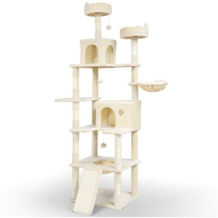 VOUNOT Castello per Gatti XXL con Tiragraffi, Albero per Gatti 215cm, Beige