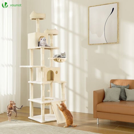 VOUNOT Castello per Gatti XXL con Tiragraffi, Albero per Gatti 215cm, Beige