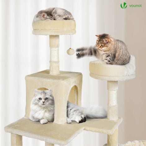 VOUNOT Castello per Gatti XXL con Tiragraffi, Albero per Gatti 215cm, Beige