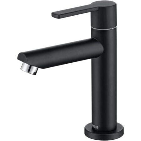 ONECE Rubinetto Bagno Lavabo Solo Acqua Fredda in Ottone, Rubinetti Dell'acqua Fredda per Toilette per Gli Ospiti, Aeratore Rimovibile, Cartuccia in Ceramica, con Tubo di Collegamento