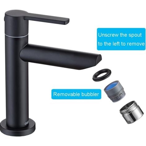 ONECE Rubinetto Bagno Lavabo Solo Acqua Fredda in Ottone, Rubinetti Dell'acqua Fredda per Toilette per Gli Ospiti, Aeratore Rimovibile, Cartuccia in Ceramica, con Tubo di Collegamento