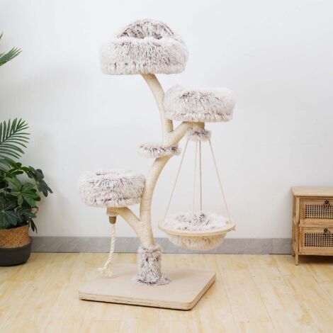 Fudajo Albero tiragraffi con design a rami 130 cm con peluche e sisal