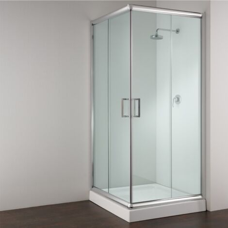 Box doccia scorrevole vetro trasparente h 185 mod. Alabama 75x75 cm quadrato