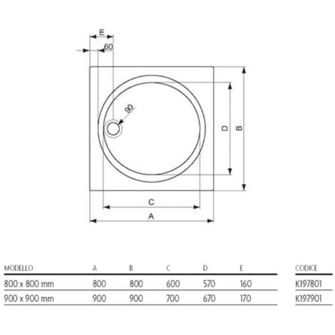 IDEAL STANDARD Connect piatto doccia acrilico 90x90 bianco europeo codice prod: K197901