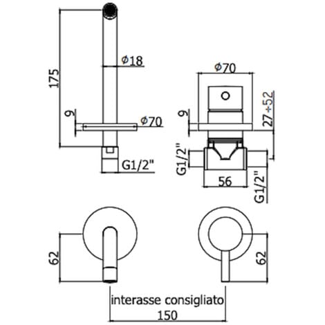 PAFFONI Light rubinetto lavabo a parete codice prod: LIG006CR70