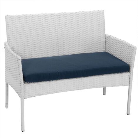 Set Salotto Completo Divano Poltrone Tavolino Poly Rattan Arredo Giardino Bianco