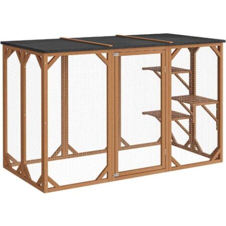 Recinto per gatti da esterno Cat run resistente alle intemperie 180x80x111,8 cm, 3 zone di riposo