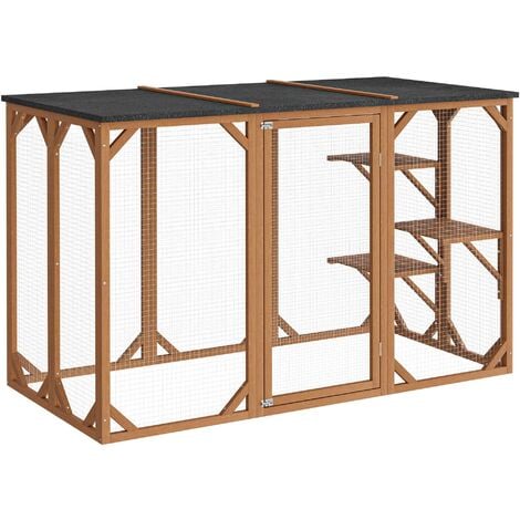 Recinto per gatti da esterno Cat run resistente alle intemperie 180x80x111,8 cm, 3 zone di riposo
