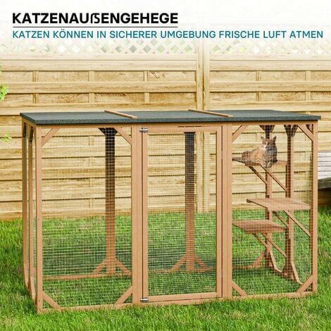 Recinto per gatti da esterno Cat run resistente alle intemperie 180x80x111,8 cm, 3 zone di riposo