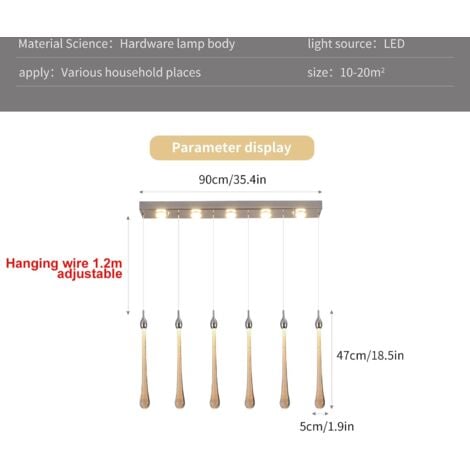 Ganeed Lampade a Sospensione in Cristallo, Lampadari a LED Moderna Dimmerabile con Goccia di Vetro a Bolla, Lampadario a LED Integrato a 6 Luci per Sala da Pranzo dell'Isola della Cucina