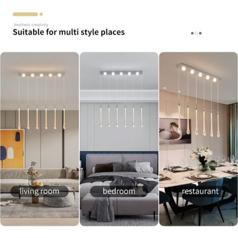 Ganeed Lampade a Sospensione in Cristallo, Lampadari a LED Moderna Dimmerabile con Goccia di Vetro a Bolla, Lampadario a LED Integrato a 6 Luci per Sala da Pranzo dell'Isola della Cucina