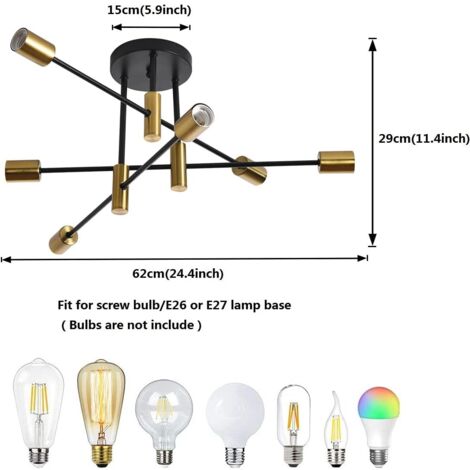 GANEED Lampadario Moderno Regolabile Illuminazione a Soffitto Plafoniera 6 Luci Montaggio Industriale Lampada a Sospensione da Soffitto per Cucina Soggiorno Sala da Pranzo Camera da Letto