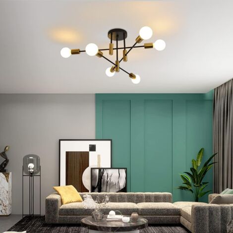 GANEED Lampadario Moderno Regolabile Illuminazione a Soffitto Plafoniera 6 Luci Montaggio Industriale Lampada a Sospensione da Soffitto per Cucina Soggiorno Sala da Pranzo Camera da Letto