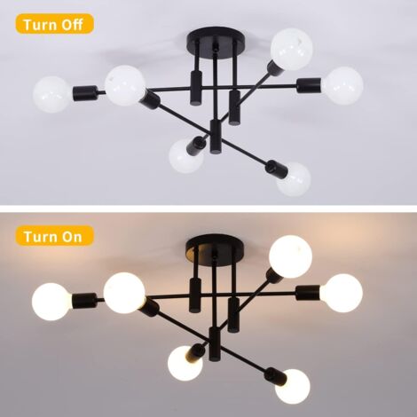 Ganeed Lampadario moderno lampada a sospensione regolabile in altezza 6 luci metallo industriale vintage staffa lampadario per soggiorno sala da pranzo camera da letto foyer, nero