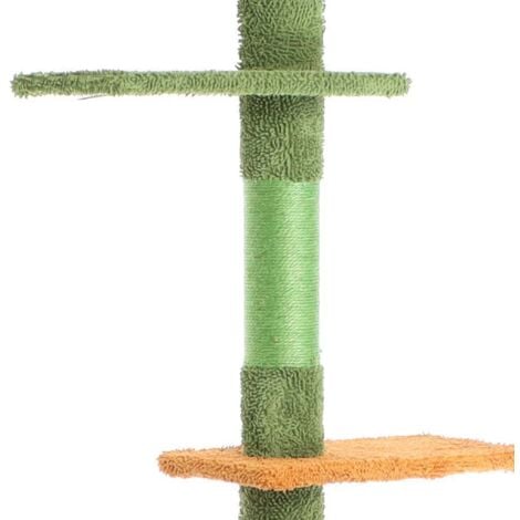Fudajo Albero tiragraffi a soffitto verde 229-275cm Altezza regolabile con 4 livelli e sisal Gatti