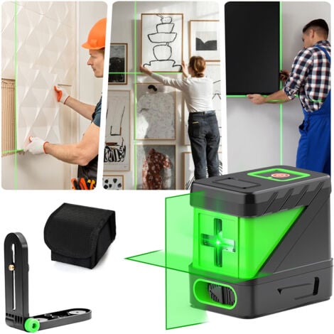 Livella Laser a croce verde, SDLOGAL linea laser Autolivellante, con base, linea trasversale/orizzontale/verticale, 20 m, per interni ed esterni (batteria non inclusa)