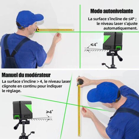 Livella Laser a croce verde, SDLOGAL linea laser Autolivellante, con base, linea trasversale/orizzontale/verticale, 20 m, per interni ed esterni (batteria non inclusa)