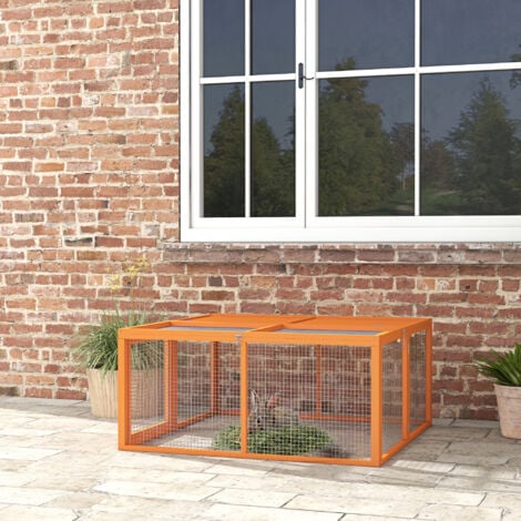 PawHut Conigliera in Legno e Acciaio Pieghevole 110x105x50 cm Arancione