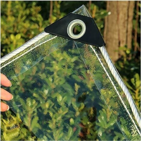 Ulisem Trasparente con Occhielli Resistente PVC Pergola Tetto per Terrazza Copertura 360 g/m² Telo Industriale Telo Telo Telo in plastica Trasparente Impermeabile 0,35 mm 2x2 m