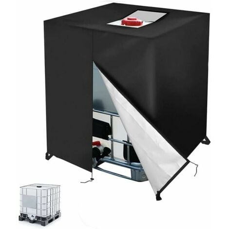 Copertura per serbatoio dell'acqua IBC Ulisem 1000L Copertura per contenitore Serbatoio dell'acqua Antipioggia con cerniera Antivento Anti-UV 420D Resistente agli strappi