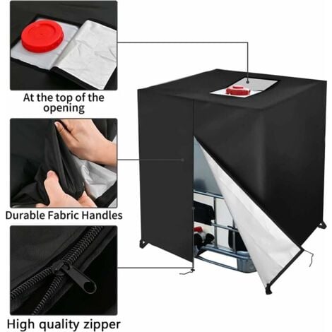 Copertura per serbatoio dell'acqua IBC Ulisem 1000L Copertura per contenitore Serbatoio dell'acqua Antipioggia con cerniera Antivento Anti-UV 420D Resistente agli strappi