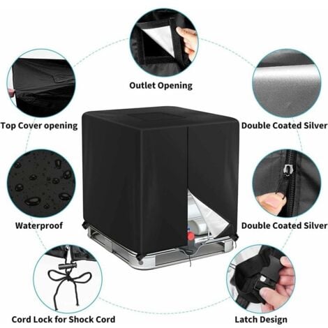 Copertura per serbatoio dell'acqua IBC Ulisem 1000L Copertura per contenitore Serbatoio dell'acqua Antipioggia con cerniera Antivento Anti-UV 420D Resistente agli strappi