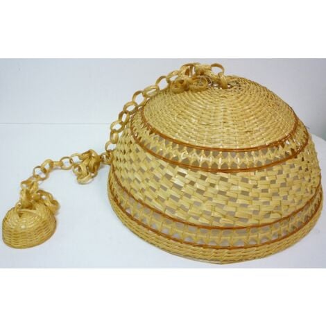 Lampadario lampada in bamboo bambù rattan vimini e giunco appendibile per casa camera salotto cucina