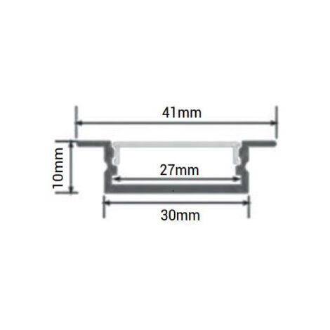 Profilo incorporato 41mm Fine Height Diffusore bianco 10mm per nastro LED 2m