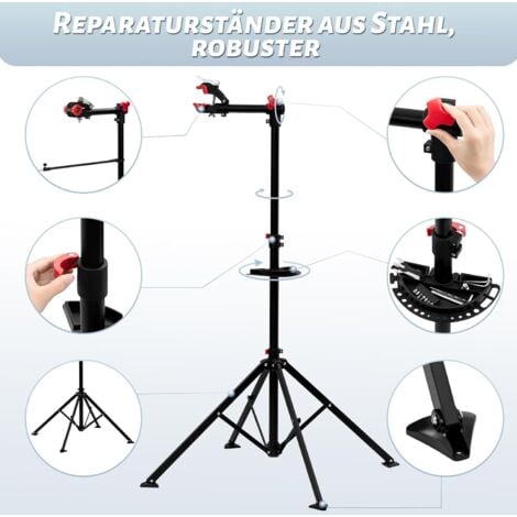 WOLTU Supporto di Manutenzione per Bicicletta, Porta Bici con Testa Girevole a 360°, Carico 25 kg, Altezza Regolabile, Quadrangolare