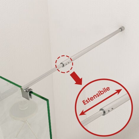 SIRHONA Barra Stabilizzatrice Regolabile 700-1000 mm per Box Doccia, Barra di Fissaggio in Vetro in Acciaio Inossidabile, per Parete Fissa Da Bagno, Cromo Lucido