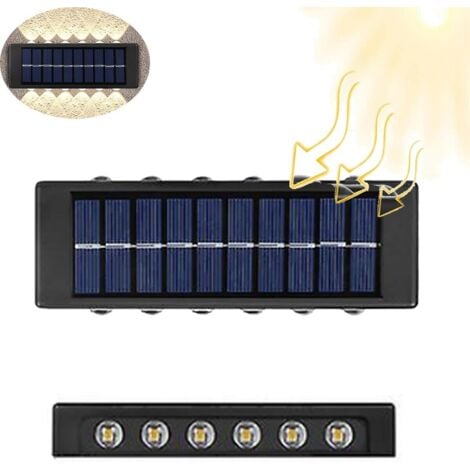 APPLIQUE LAMPADA 12 LED MURO PARETE SOLARE IP65 BIDIREZIONALE GIARDINO TE-B0570