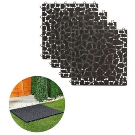 PIASTRELLA ESTERNI PAVIMENTO SET DA 4 PAVIMENTAZIONE GIARDINO 30X30CM NERO