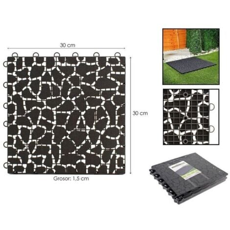 PIASTRELLA ESTERNI PAVIMENTO SET DA 4 PAVIMENTAZIONE GIARDINO 30X30CM NERO