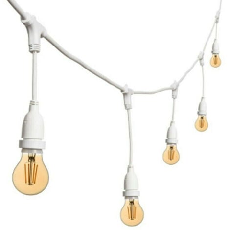 CATENARIA LUCI 10MT 10 PORTALAMPADE E27 BIANCA ALLUNGABILE IP44 INTERNO ESTERNO